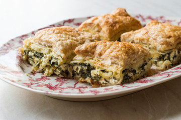 Turkish Borek Talas Boregi / Burek with Spinach and Cheese made with Mille Feuille