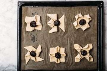 Making Scandinavian pastry Joulutorttu is traditional finnish and Swedish christmas pastry. 