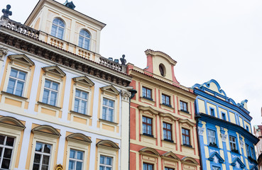 Fototapeta na wymiar Streets near Old town Square (staromestske namesti), with beautiful buildings, sometimes painted