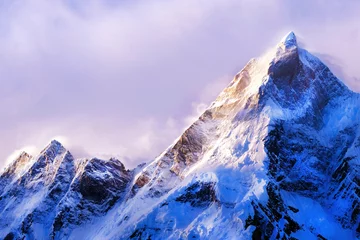 Photo sur Plexiglas Everest Mountain peak Everest. Highest mountain in the world. National Park, Nepal.