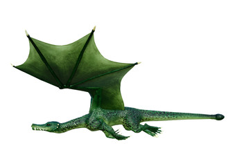 3D Rendering Fairy Tale Dragon on White