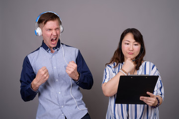 Portrait of multi ethnic diverse couple in studio