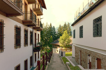 Beluno, Italy-August 9, 2018: The mountain village of Cortina di Ampezzo.