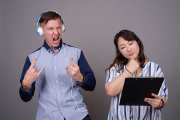 Portrait of multi ethnic diverse couple in studio