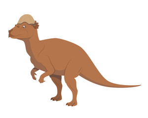 Pachycephalosaurus vector illustration isolated in white background. Dinosaurs Collection.