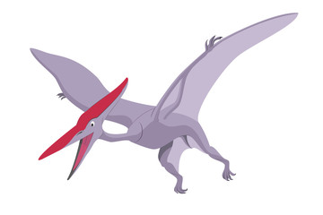 Pterodactyl vector illustration isolated in white background. Dinosaurs Collection.