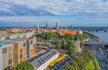 Fototapeta na wymiar Panoramic aerial view of Riga, capital of Latvia