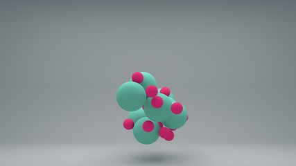 3d bubbles. Spheres background. Abstract wallpaper. Flying geometric shapes. Trendy modern illustration. 3d rendering. Falling abstract balls. Colorful poster backdrop. Minimal style.