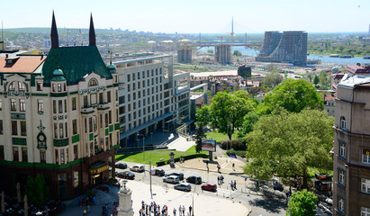 Naklejka premium View of the city square.Terazije Belgrade