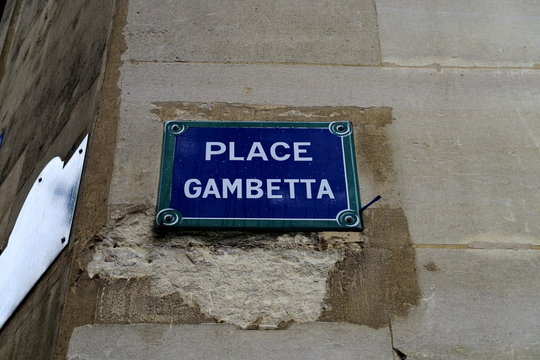 Place Gambetta; Plaque de nom de rue Paris