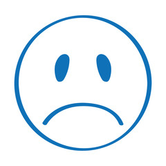Handgezeichneter trauriger Smiley in dunkelblau