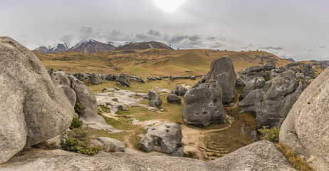 The Castle Hill Conservation Area or  Kura Tawhiti, Arthur's pass, Limestone rock formations, Alps, South island, New Zealand