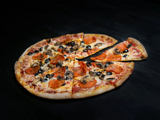 Nasty pizza, black wood