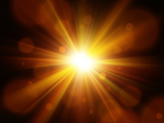 Vector star, sun with lens flare. Abstract vector explosion.