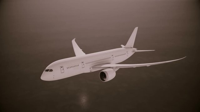 Plane flying in the sky. 3D render