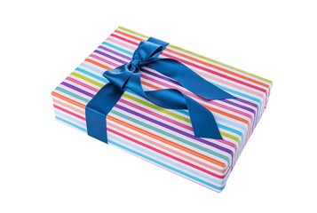 Gift in a bright striped wrapping paper.
