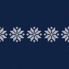 Knitted Norwegian snowflakes. Seamless vector background. Folk motives. Winter pattern. Can be used for wallpaper, textile, invitation card, wrapping, web page background.