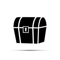 Black treasure chest icon isolated on white background. Vector element.