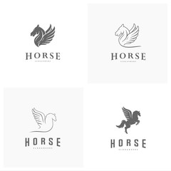 Set of Pegasus Vector Logo Template. Horse logo template