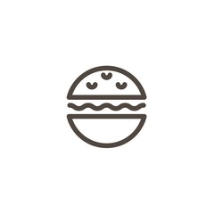 Obraz premium Burger or sandwich icon. Fast food, snack flat line pictogram isolated on white background.