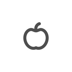 Black line apple icon. Flat pictogram isolated on white. Vector illustration.