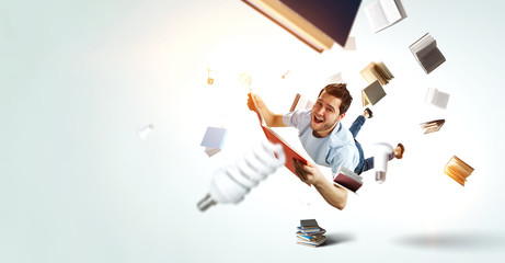 Reading as self education. Mixed media