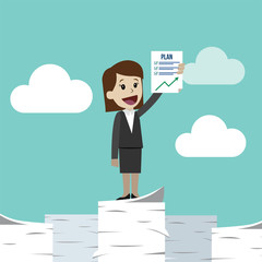 Businesswoman or manager has a plan. Job is finished successfull