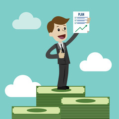 Businessman or manager has a plan. Job is finished successfull