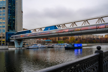 Moscow, Russia - November, 10, 2018: Pedestrian bridge Bagration