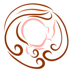 Newborn baby in the arms of a woman affectionate embrace