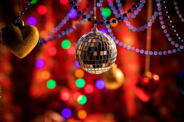 Toys for the new year. Christmas toy. Christmas toy. Toys on the Christmas tree. Christmas lights...