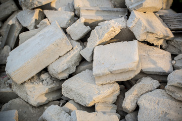 Cement brickbat house construction.brickbat ground.brickbat on Background.