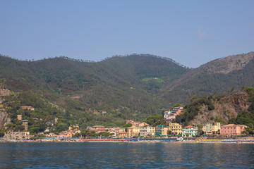 Fototapeta na wymiar Monterosso al Mare Italy July 5th 2015 : View of Monterosso al Mare beach and coastline