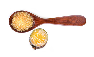 water drops sugarcane on white background
