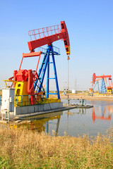 crank balanced beam pumping unit in the JiDong oilfield, China.