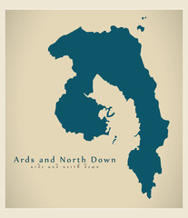 Ards and North Down district map of Northern Ireland