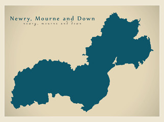 Newry, Mourne and Down district map of Northern Ireland