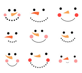 Cute and funny vector snowman face icons - 233176882