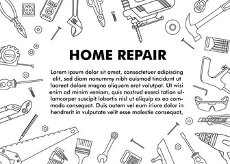 Set of construction electro and hand tools and elements for house repair. Vector illustration.