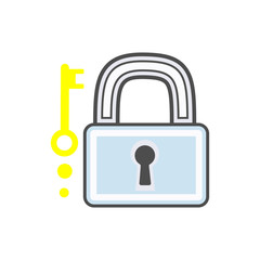 padlock and key modern illustration. Flat line icon safety