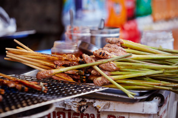 Skewered meat street food 
