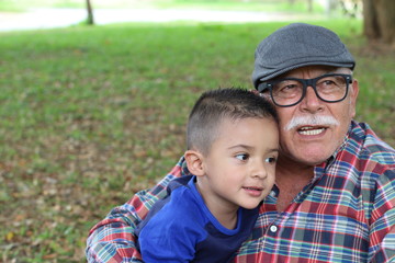Grandpa telling stories to grandson 
