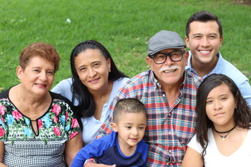 Whole Hispanic real looking family 