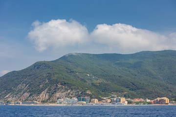 Fototapeta na wymiar The beachside town of Deiva Marina on the Ligurian coast, Italy