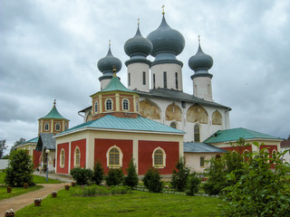 Fototapeta na wymiar Leningrad region. The Town Of Tikhvin. Assumption Cathedral where the icon of the Kazan mother of God is kept