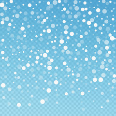 White dots Christmas background. Subtle flying sno
