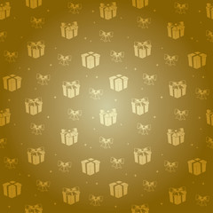 gold gradient pattern with golden gifts - vector holiday background
