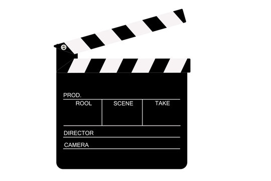 Classic, black film slate, with a white table and description - drawing