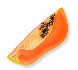 Slice papaya isolated on white clipping path