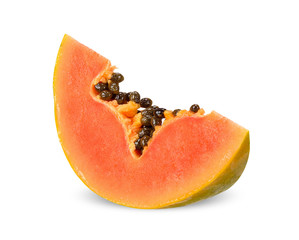 Slice papaya isolated on white clipping path